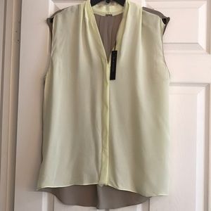 SALE✅$228 ELIE TAHARI CITRON/GREY SILK TOP